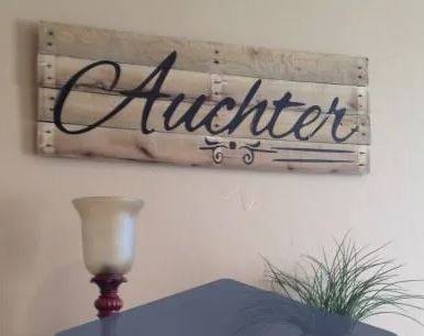 wooden family name sign