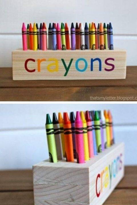 wooden crayon holder