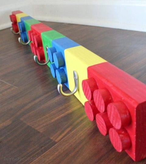 lego themed coat rack