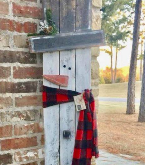 wooden snowman decoration