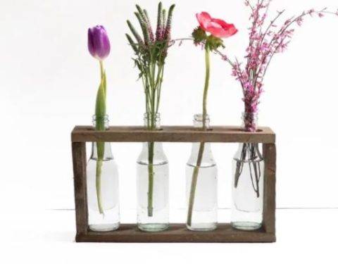 wooden bottle vase