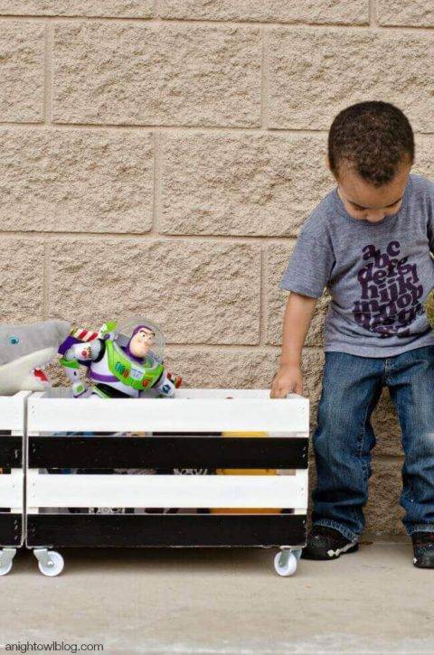 wood toy box with wheels