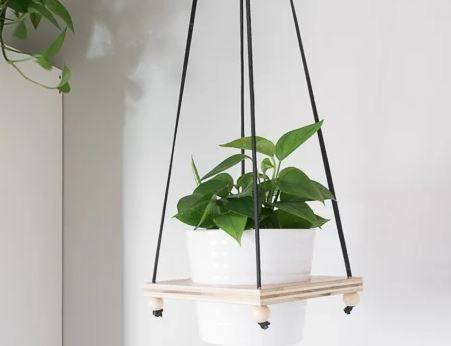 simple wooden hanging wall planter