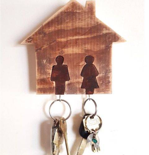 his and hers wooden key rack