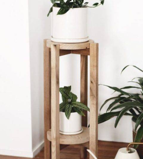 wooden planter stand