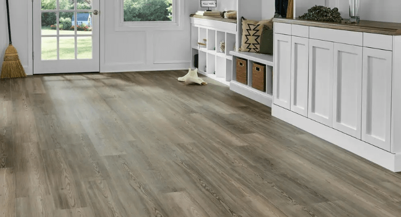 weathered pine click lock winyl plank flooring