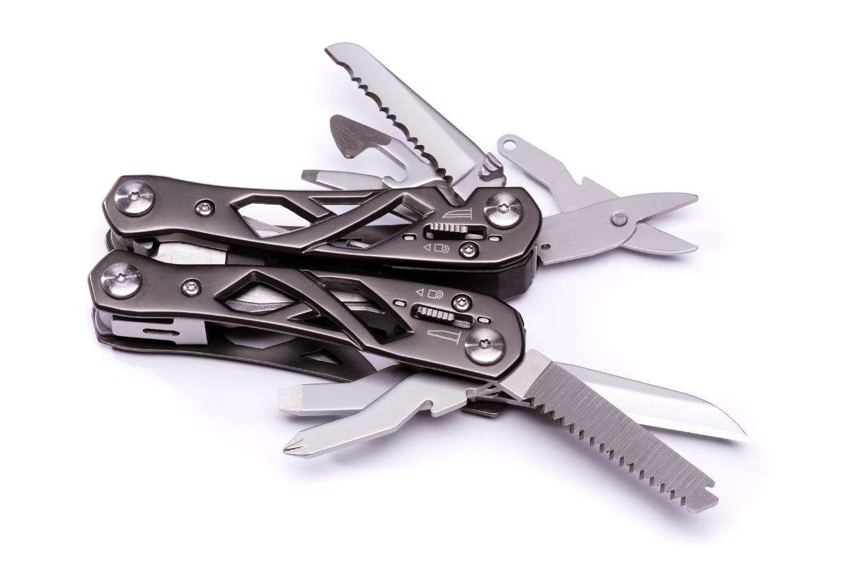 multi tool swiss army knife white background