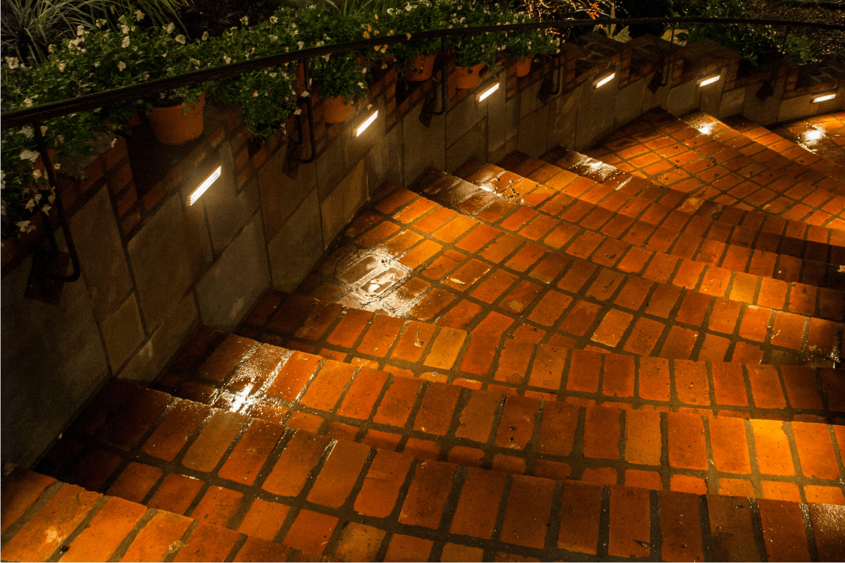 stair lighting brick stairs