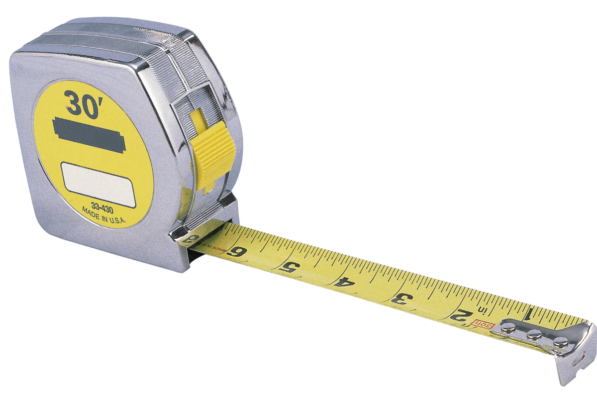 silver tape measure on white background