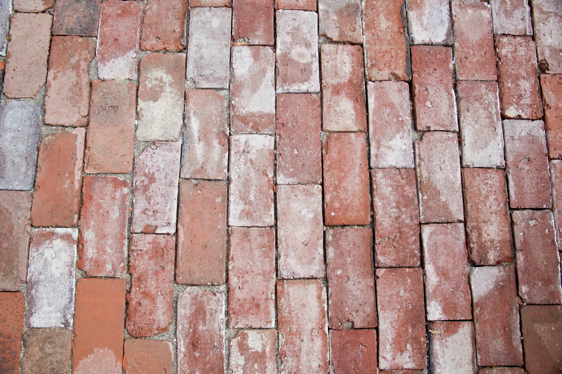 close up of worn red brick