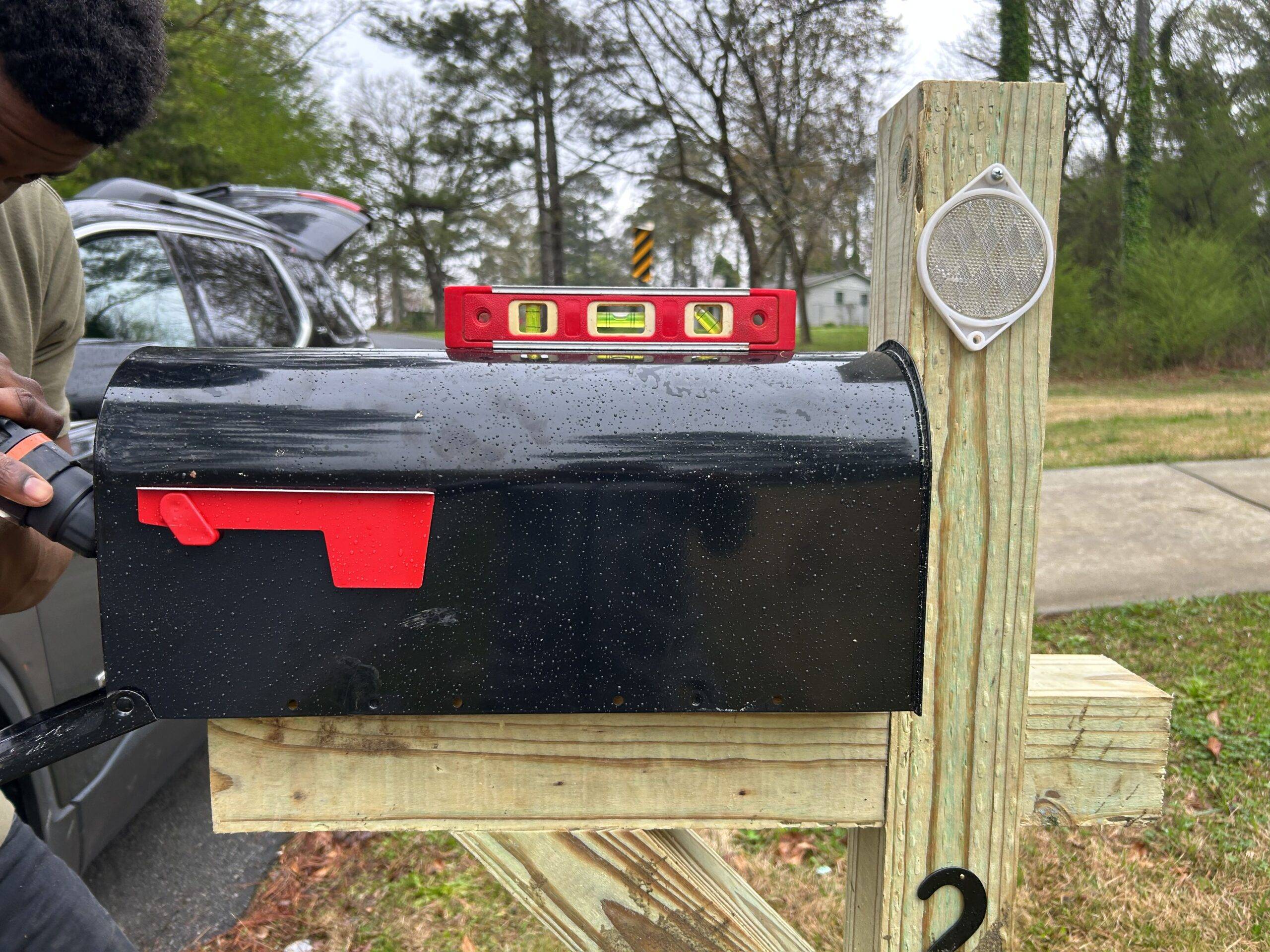 using a level to balance mailbox