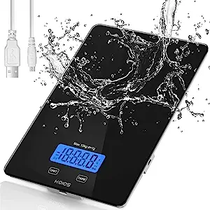 product image of kitchen scale with water dropping on it