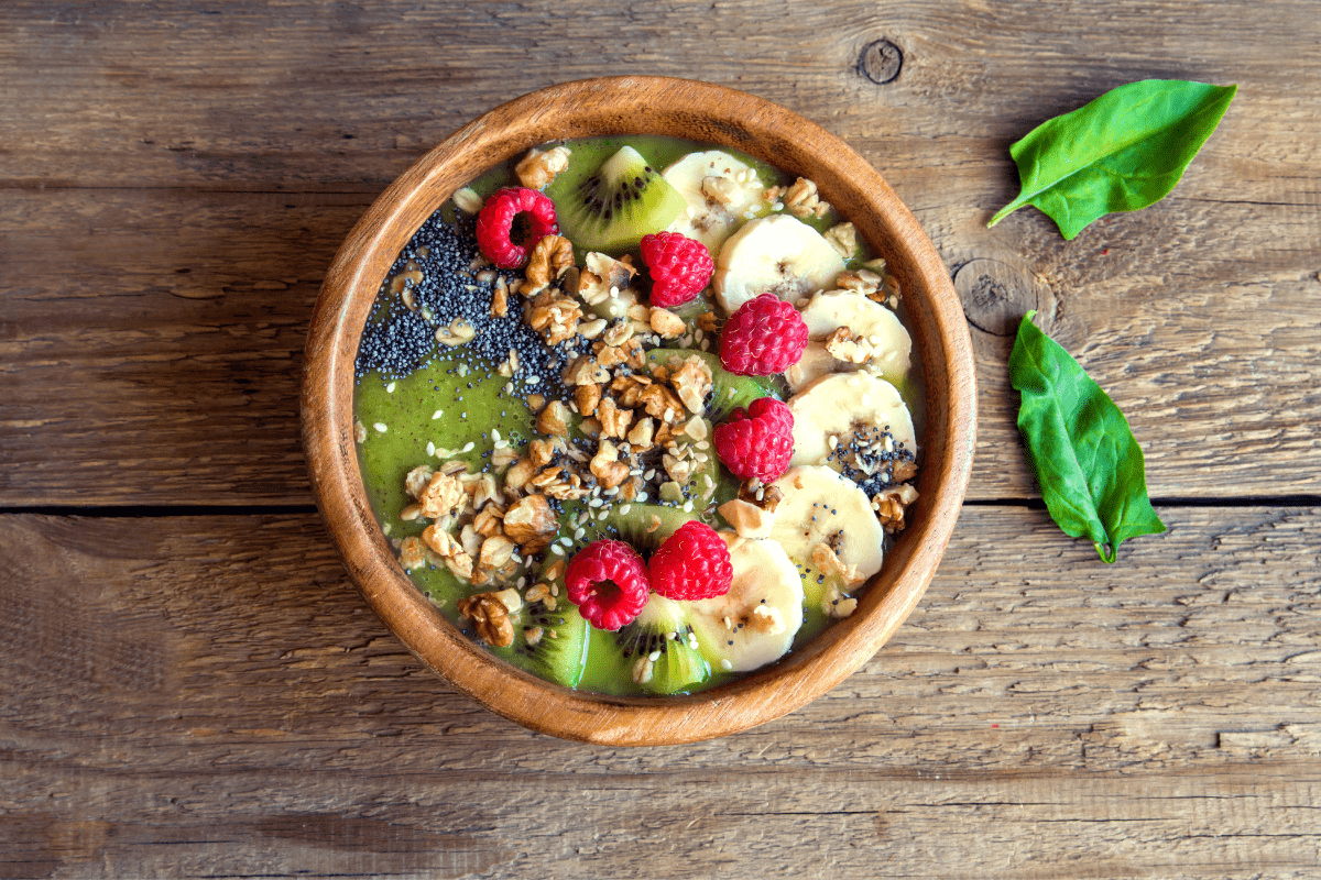 green smoothie bowl close up