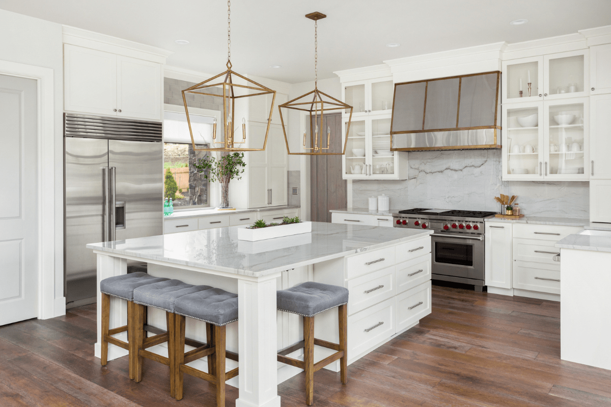 kitchen flooring white kitchen with gold lanterns