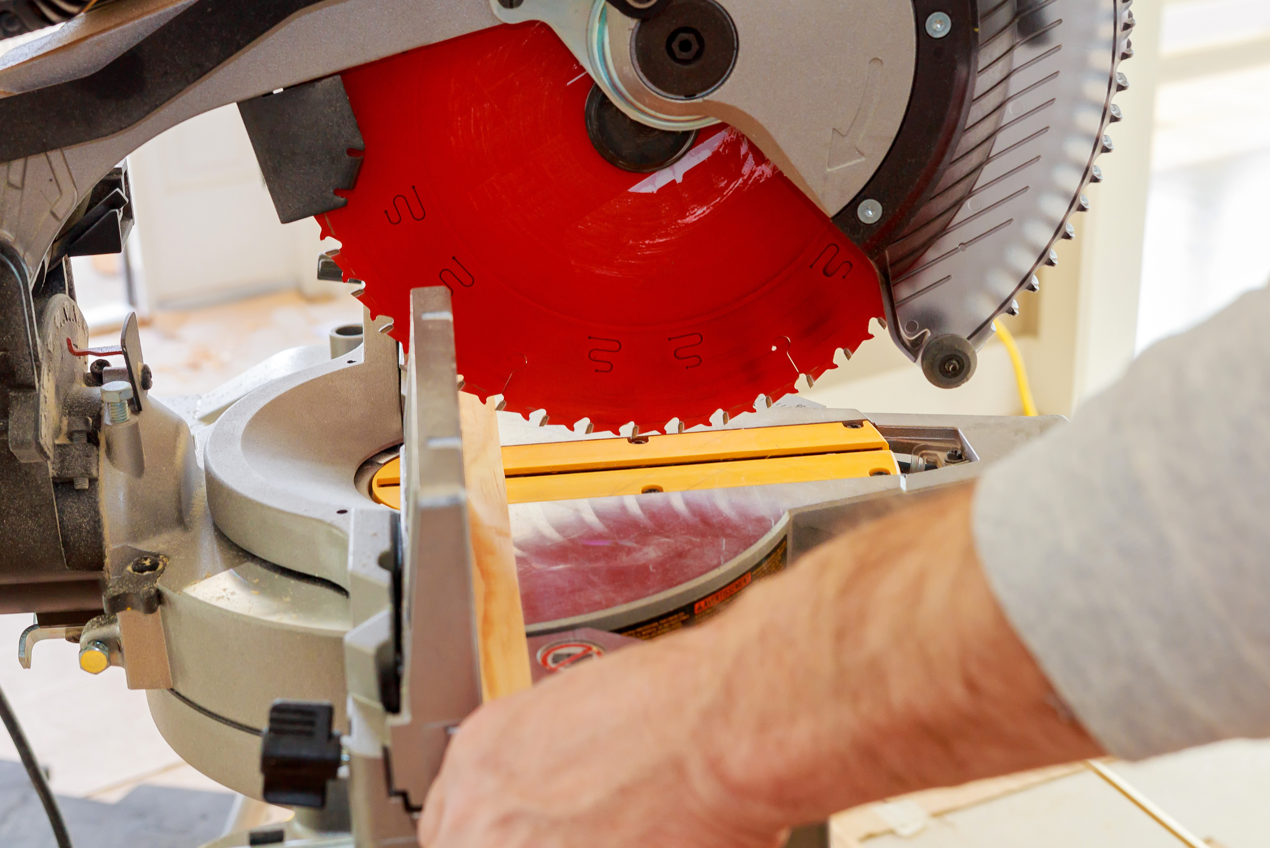 MDF board being cut by circular saw