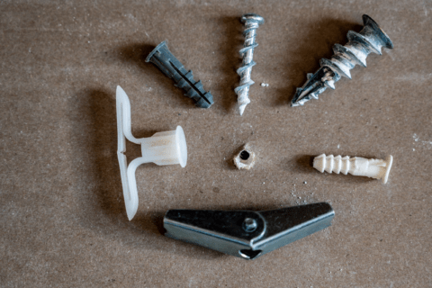 Various types of drywall anchors.