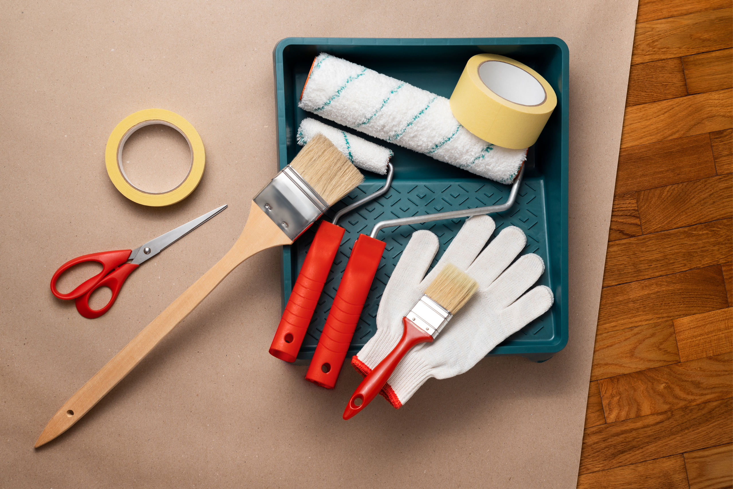 Assortment of paint tools.