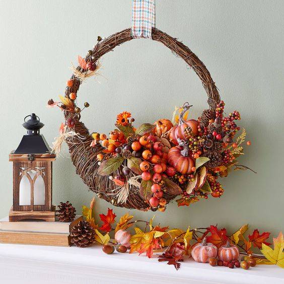 Cornucopia grape vine wreath.