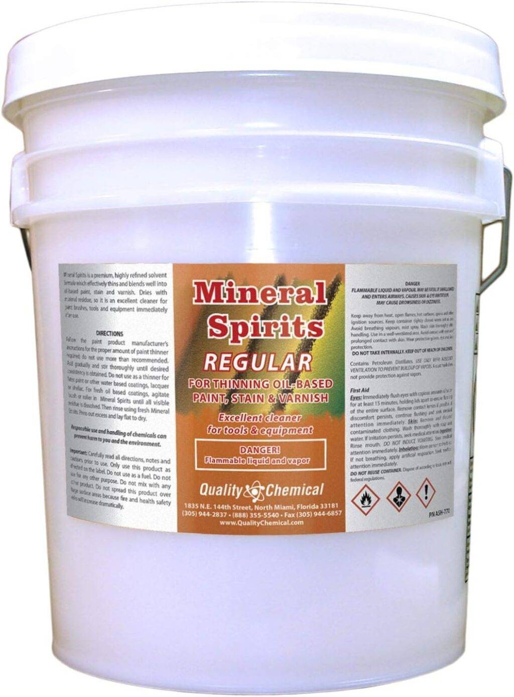 Bucket of mineral spirits regular.