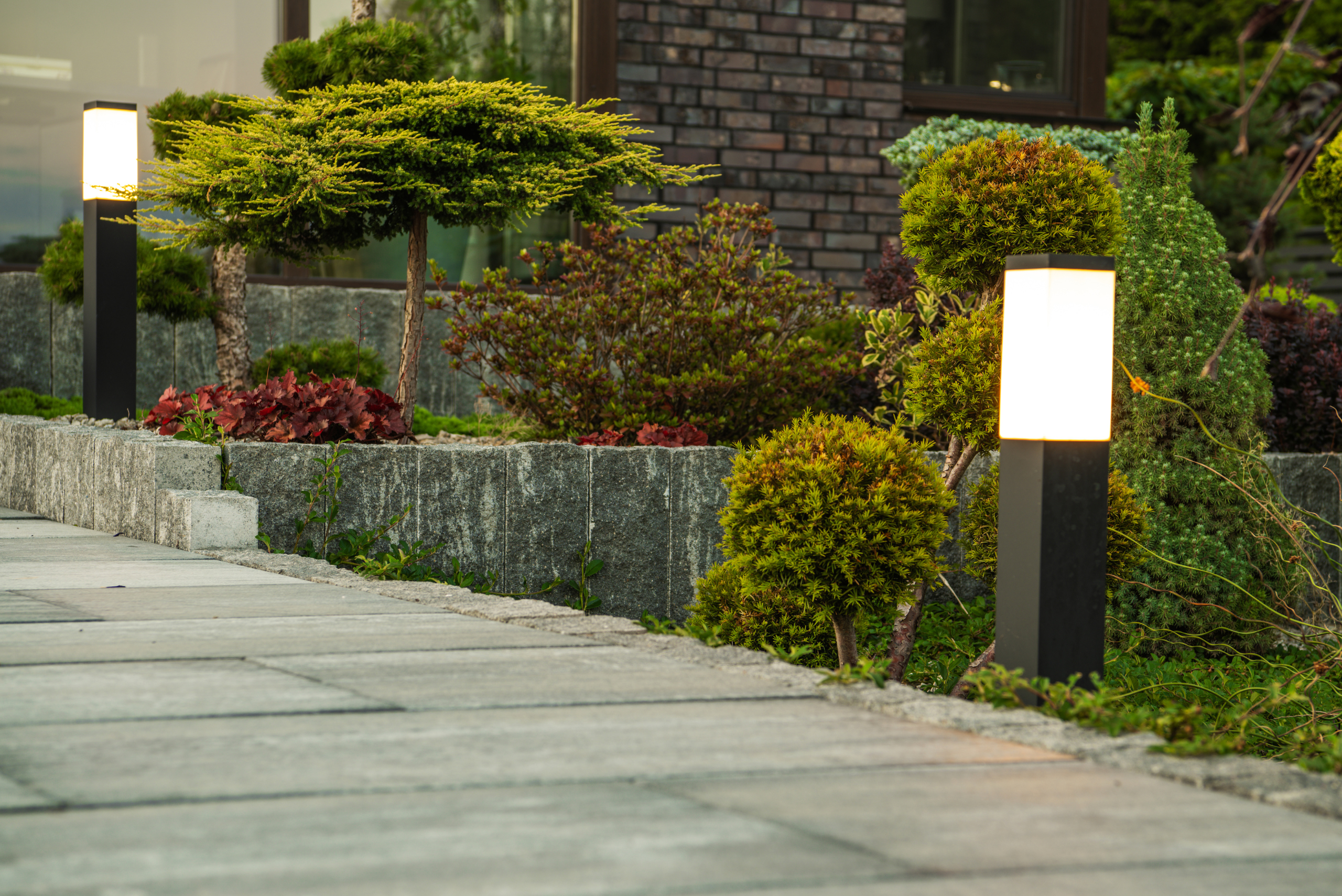 LED lights lit up the pathway.