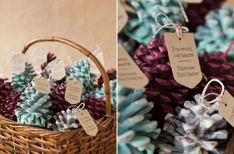 pinecone fire starters in gift basket