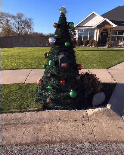 A mailbox Christmas tree.