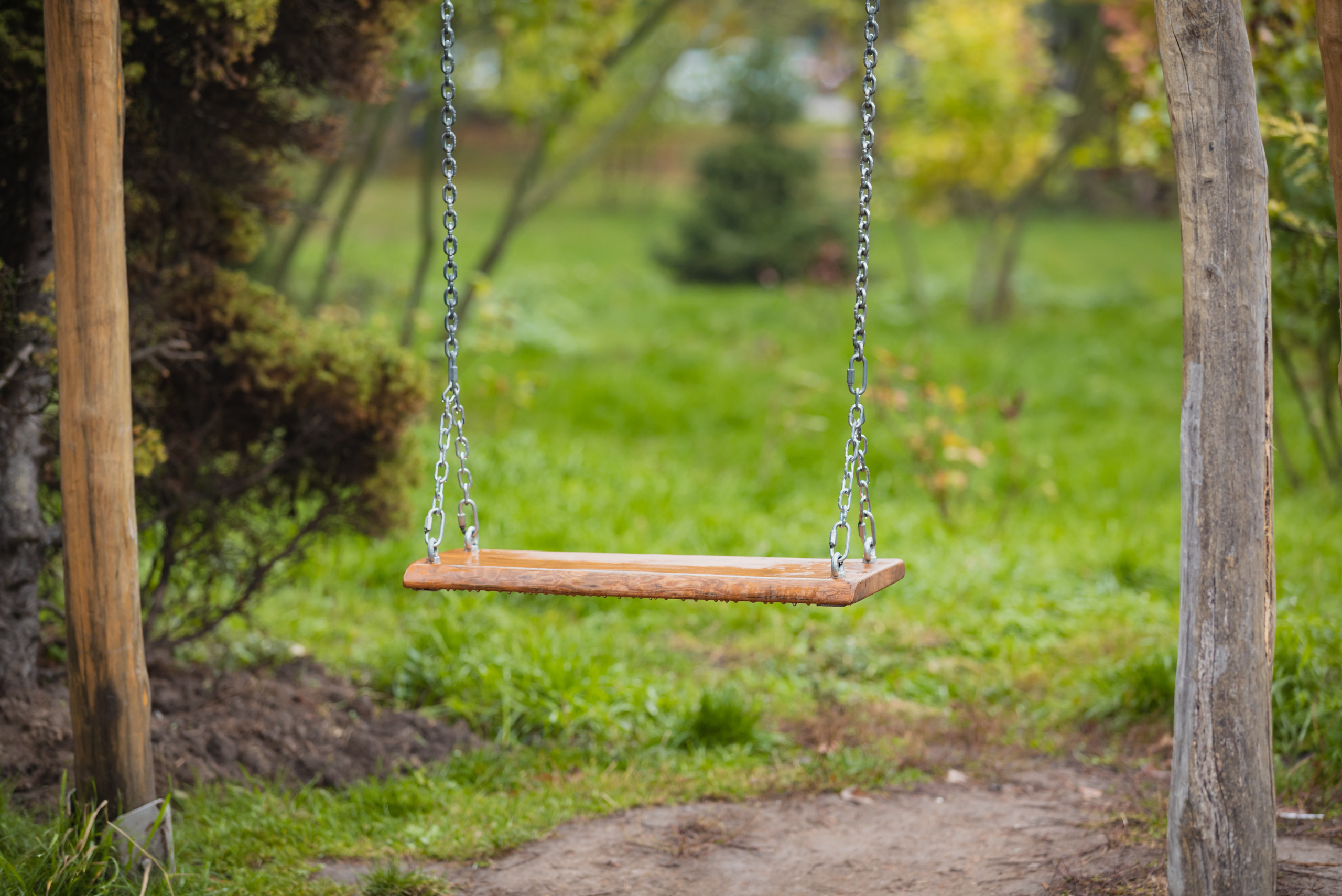 Closeup of a swing seat.