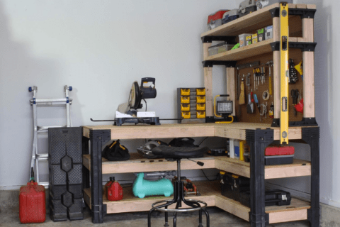 L-shaped workbench with a
