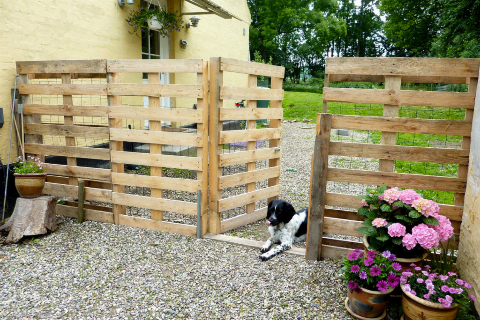Repurposed pallet fence