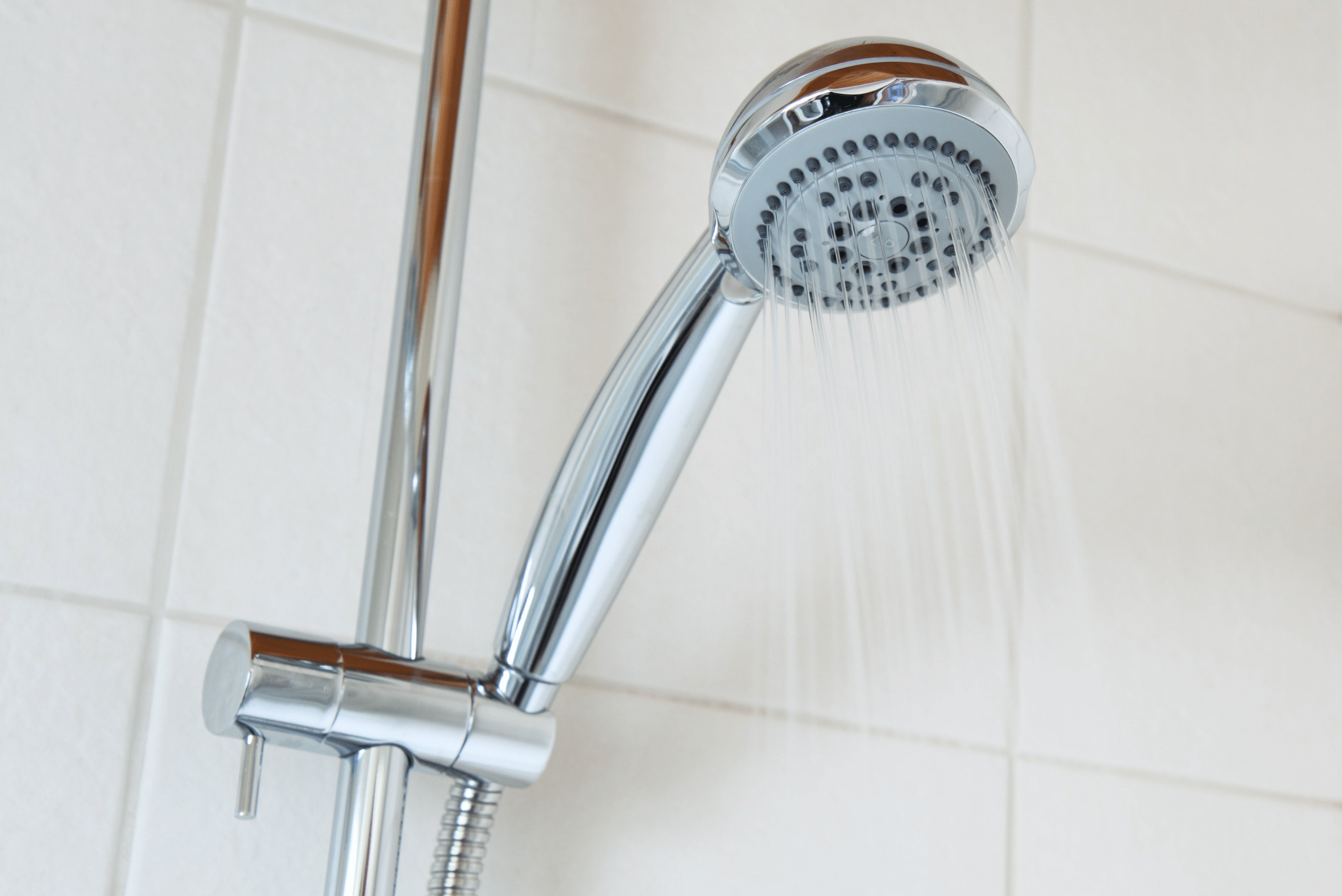 Closeup of shower head.