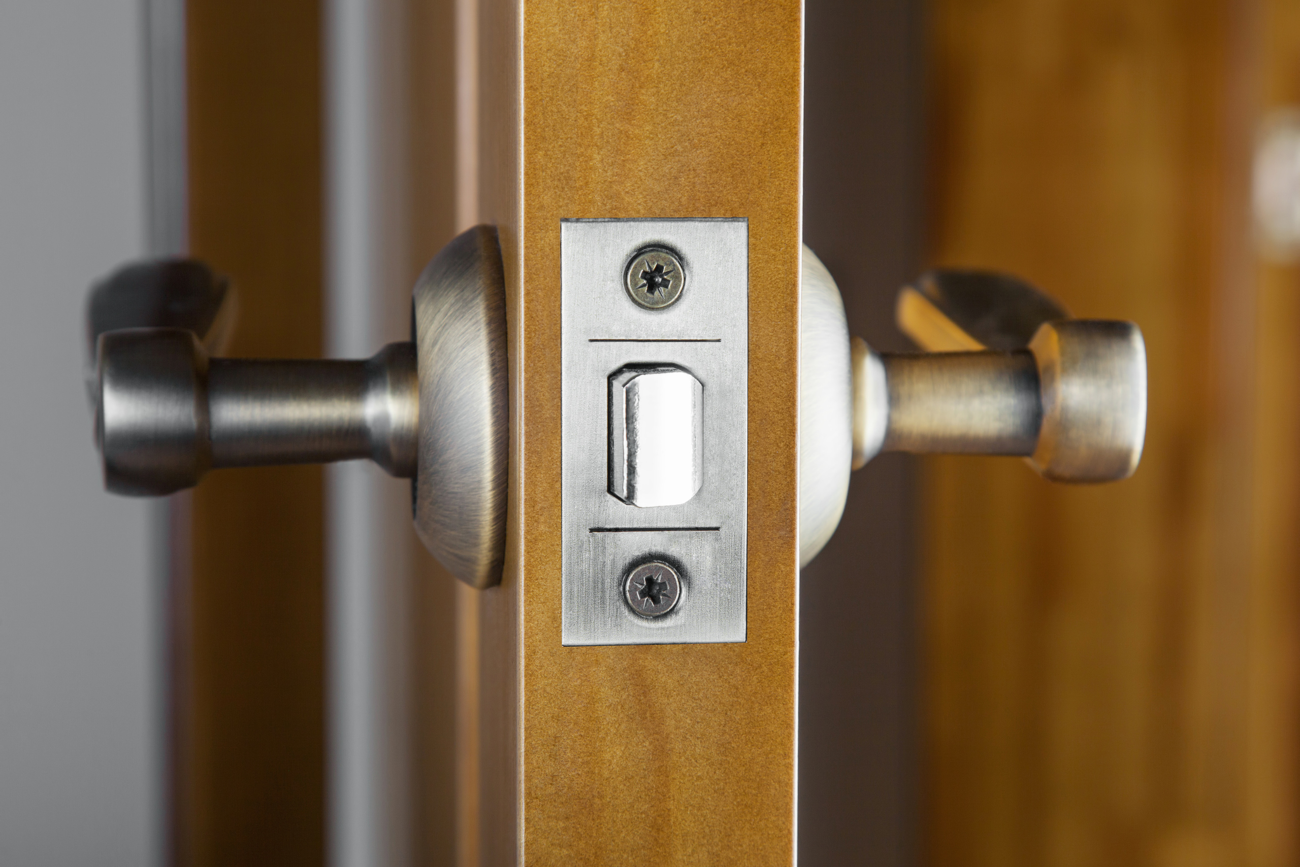 A door latch and handles.