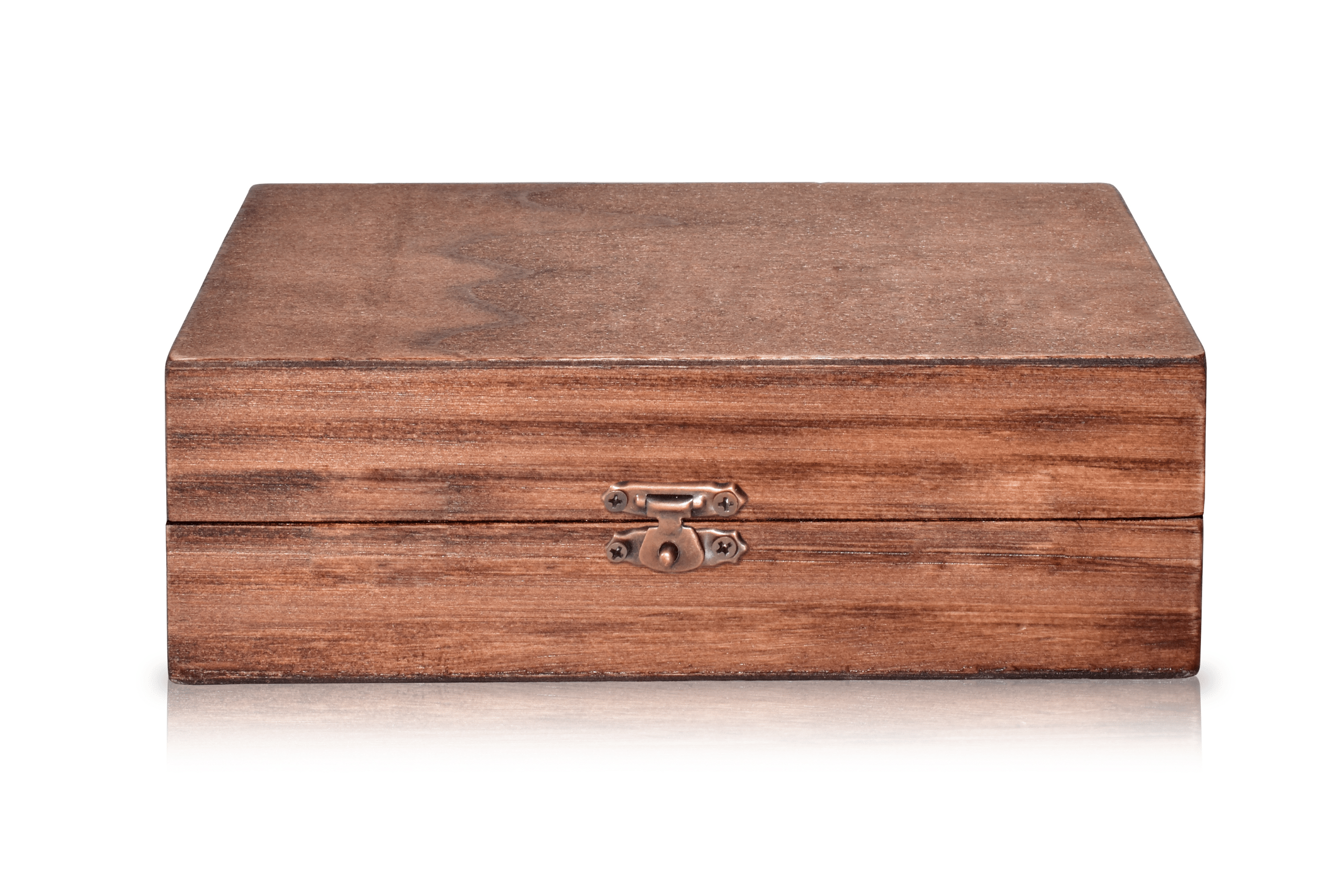 A wooden box on a white background.