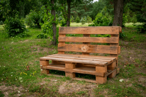 Wooden bench made of pallets