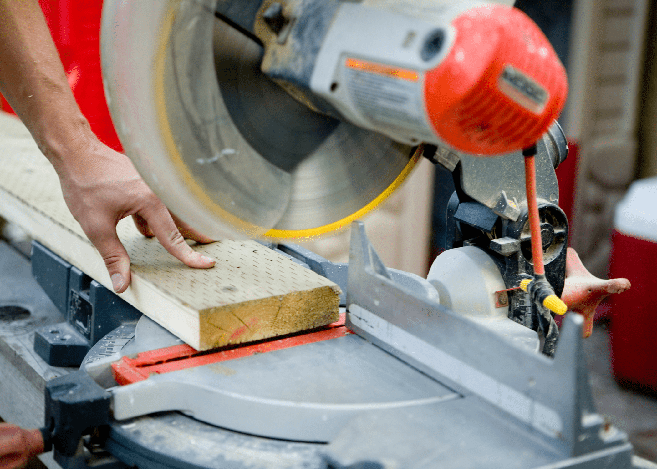 close up of a miter saw