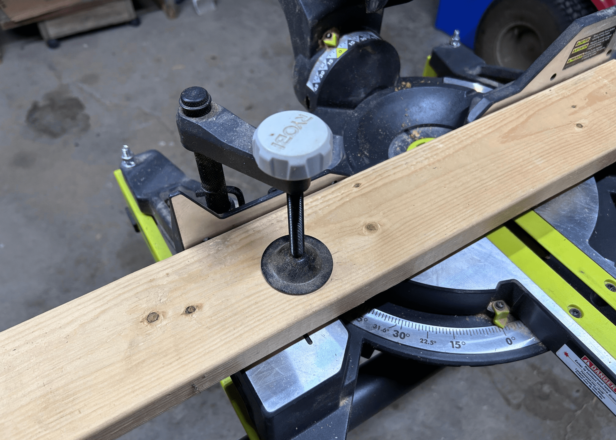 using clamp on miter saw