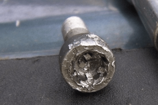 A stripped Allen screw.