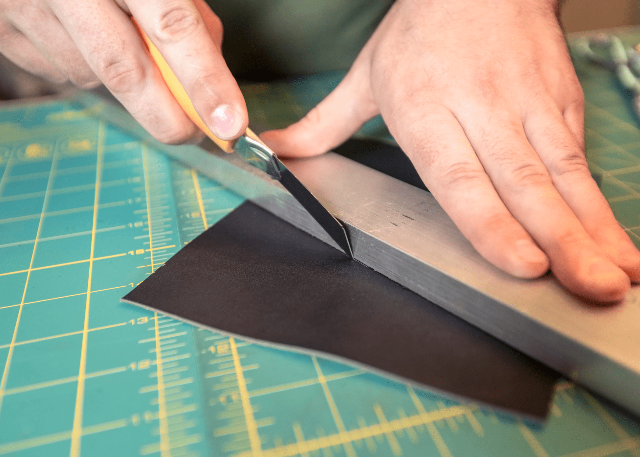 cutting leather with a utility knife