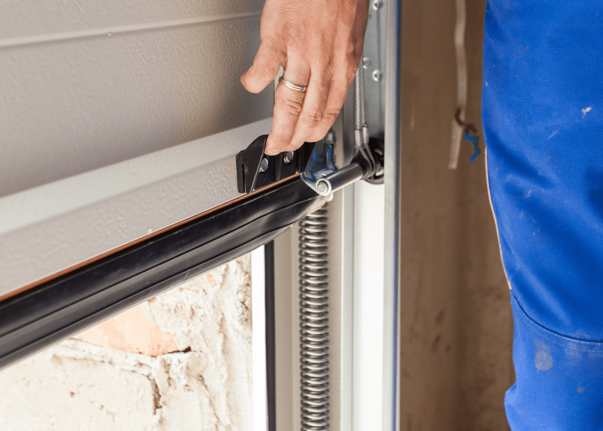 close up of a garage door seal