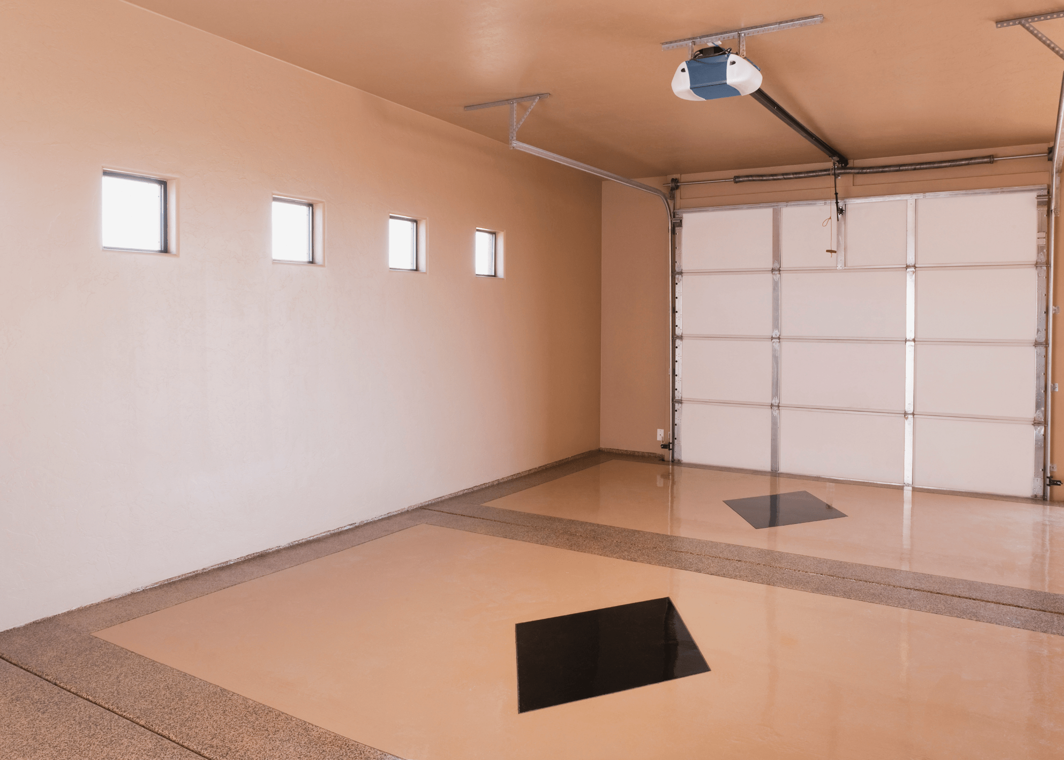empty clean garage with small windows