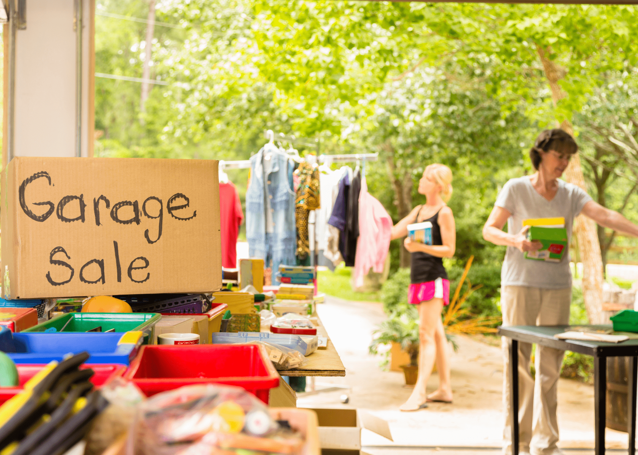 women shopping at garage sale