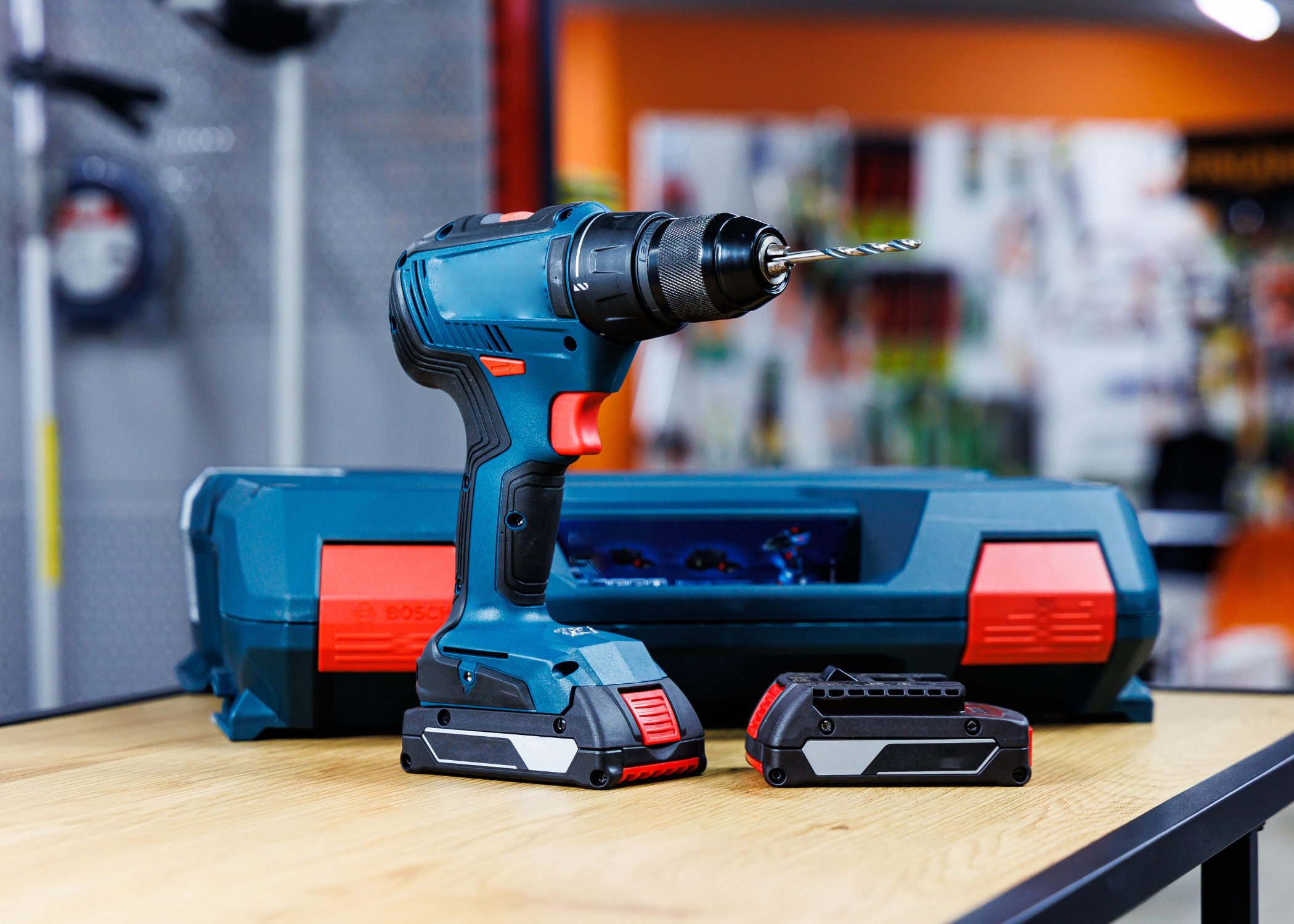 power drill on worktable