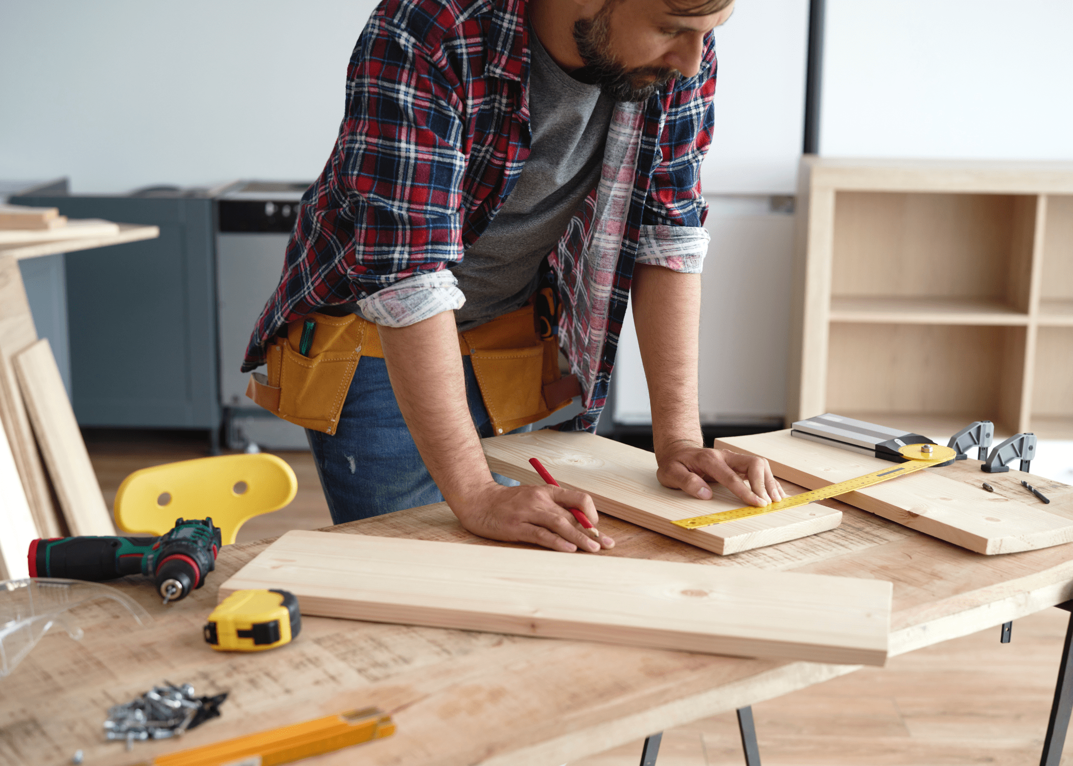 man working on work bench