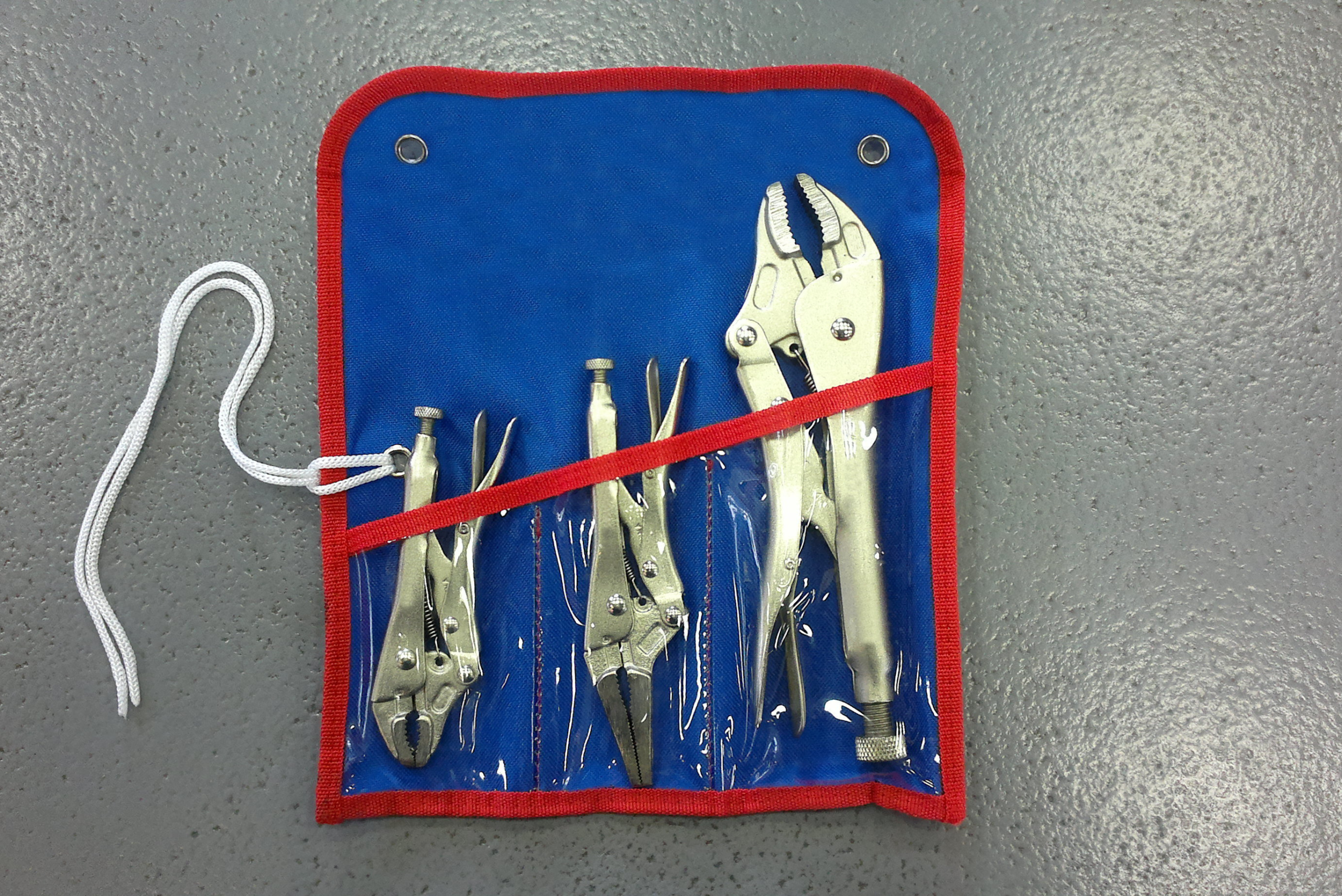 A pack of three locking pliers.