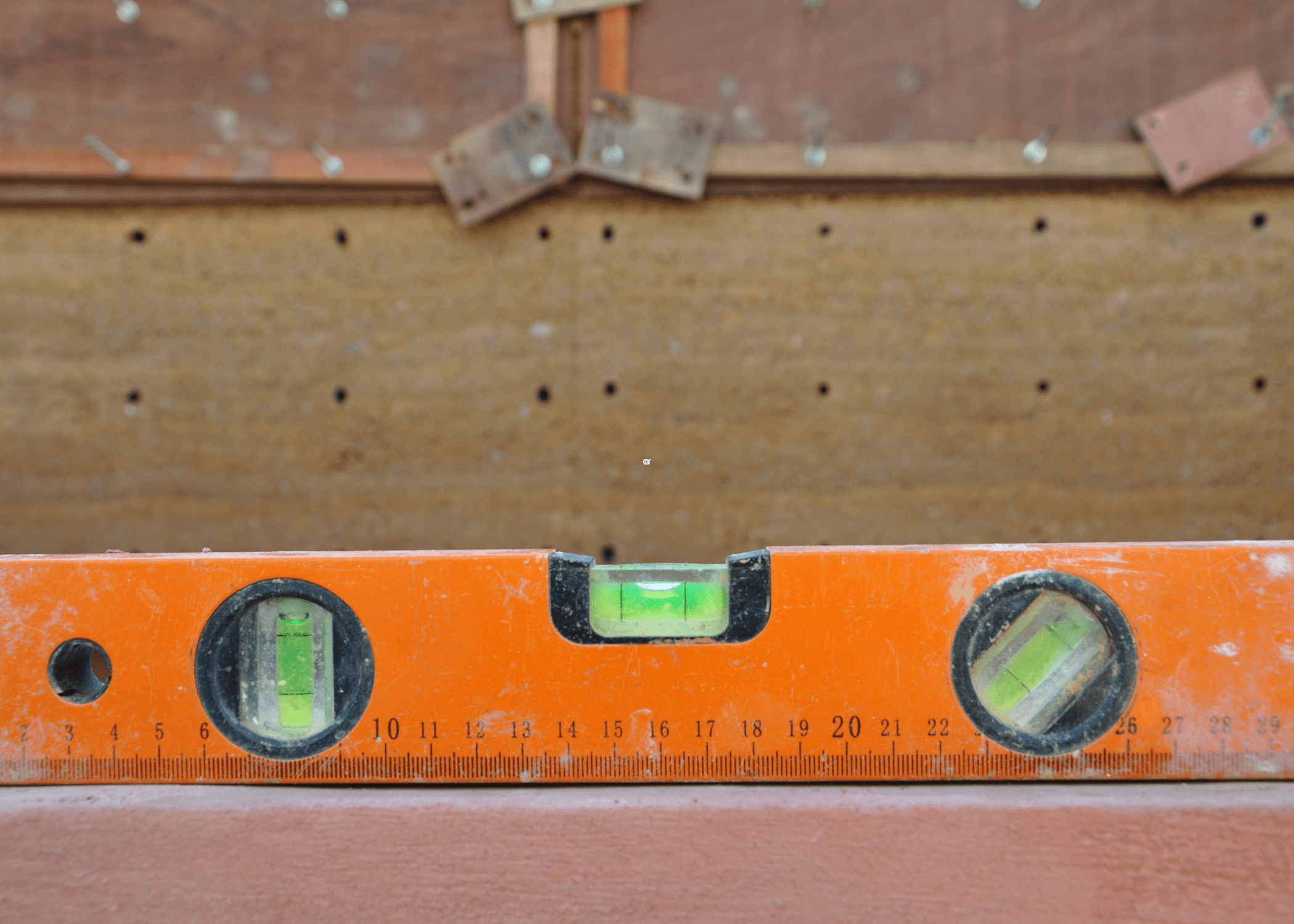 close up of orange bubble level