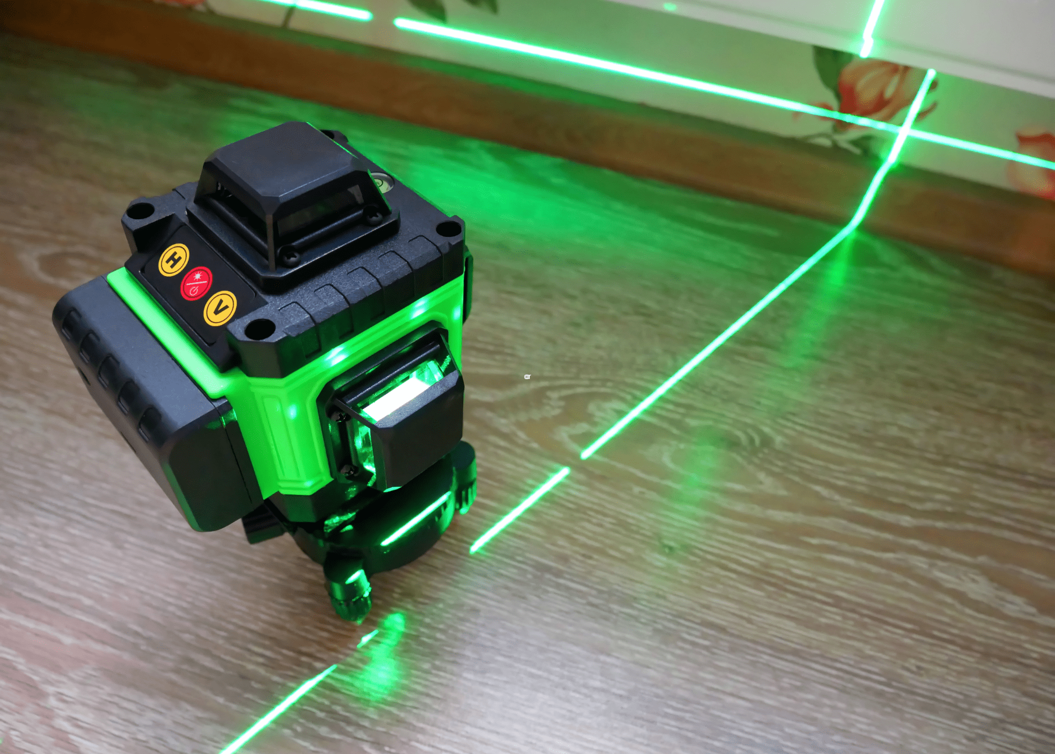 green laser level on floor