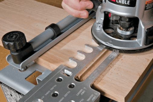 Router using a dovetail jig.