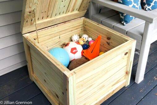 Wooden outdoor storage box.