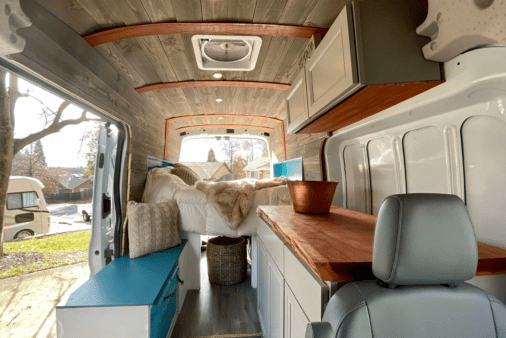 Inside of a camper van.