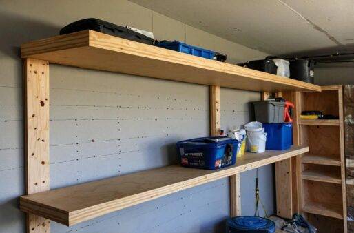 Garage floating shelves.
