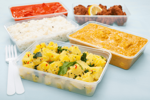 Containers of food.